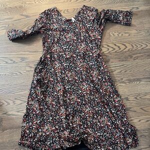 Pact Black and Red Floral Casual Dress